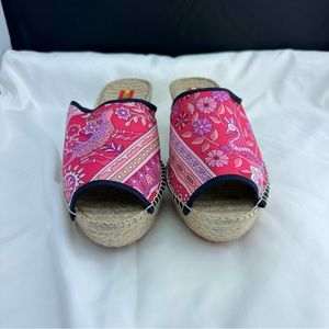 Respoke Printed Wedge Heel Espadrille Sandals in Fuchsia NEW IN BOX